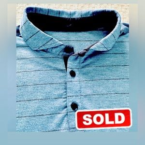 Men’s LuLuLemon blue striped golf / polo shirt M/L.